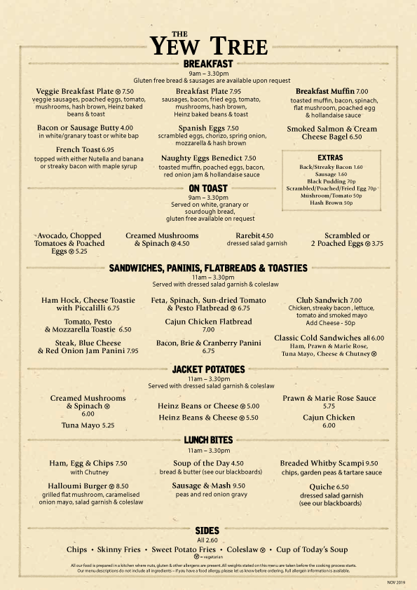 Our Food The Yew Tree Cafe